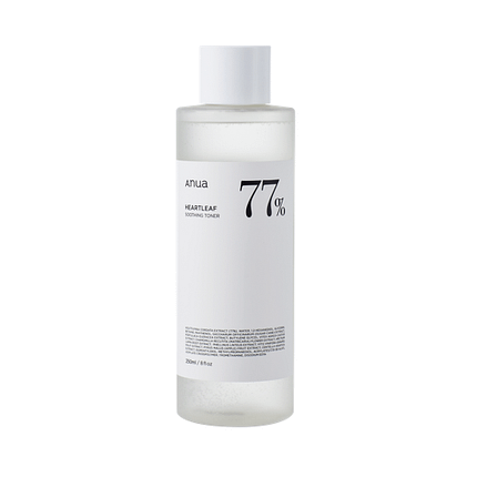 Heartleaf Calming Toner Embrace the power of nature with our Heartleaf Calming Toner, a gentle yet effective formula designed to transform your skincare routine. Infused with an impressive 77% Heartleaf Extract (Houttuynia Cordata), this exceptional toner works harmoniously with your skin to soothe irritation while providing deep hydration. As the perfect first step after cleansing, it prepares your skin to maximize absorption of subsequent products, laying the foundation for that coveted glass skin glow. Our carefully curated blend of botanical extracts—including Centella Asiatica, Chamomile, and Grape Fruit—works in perfect synergy to strengthen your skin's natural moisture barrier while calming sensitivity. This lightweight, fast-absorbing formula leaves no residue, just refreshed, balanced skin ready to face the day. Key Benefits: Soothes and calms irritated skin Enhances absorption of serums and moisturizers Maintains optimal skin hydration Non-comedogenic and fragrance-free Supports a healthy skin barrier Helps achieve radiant, glass-like skin Application: After cleansing, apply to face using a cotton pad or fingertips, gently patting until absorbed. Use morning and evening for best results. Meta Title Heartleaf Calming Toner | 77% Heartleaf Extract | Soothing Hydration Meta Description Transform your skincare routine with our Heartleaf Calming Toner. This gentle, non-comedogenic formula with 77% Heartleaf Extract soothes irritation, hydrates skin, and enhances absorption of subsequent products for a radiant, glass skin finish.